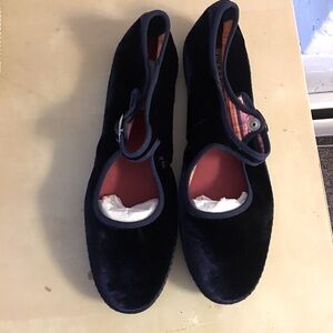 Paola Zuin velvet Mary Jane flats blue size 8.5 nwob
